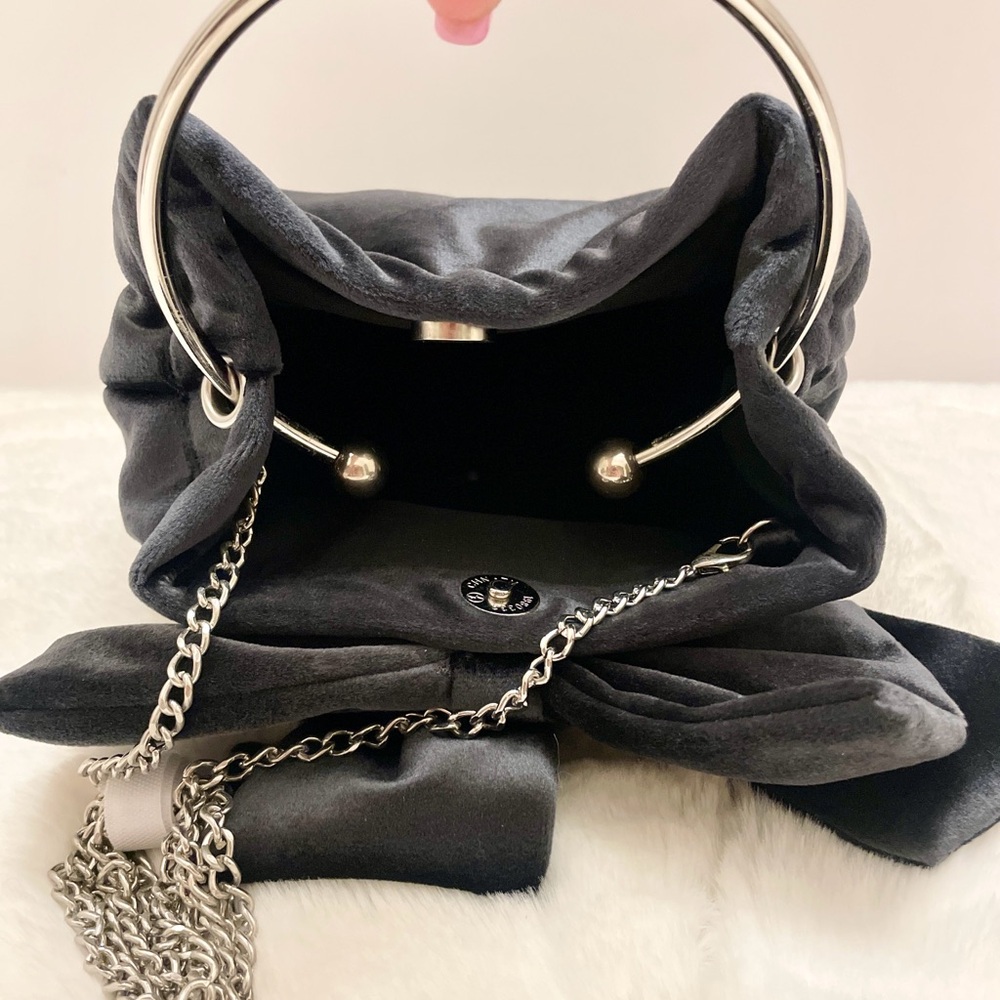 ALESSIA Black Velvet BON BON Bag with Bow Festive COQUETTE Holiday‎ Purse - Picture 5 of 8